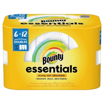 BOUNTY PAPER TOWELS 12 DOUBLE = 24 REGULAR ROLLS BULK White STURDY