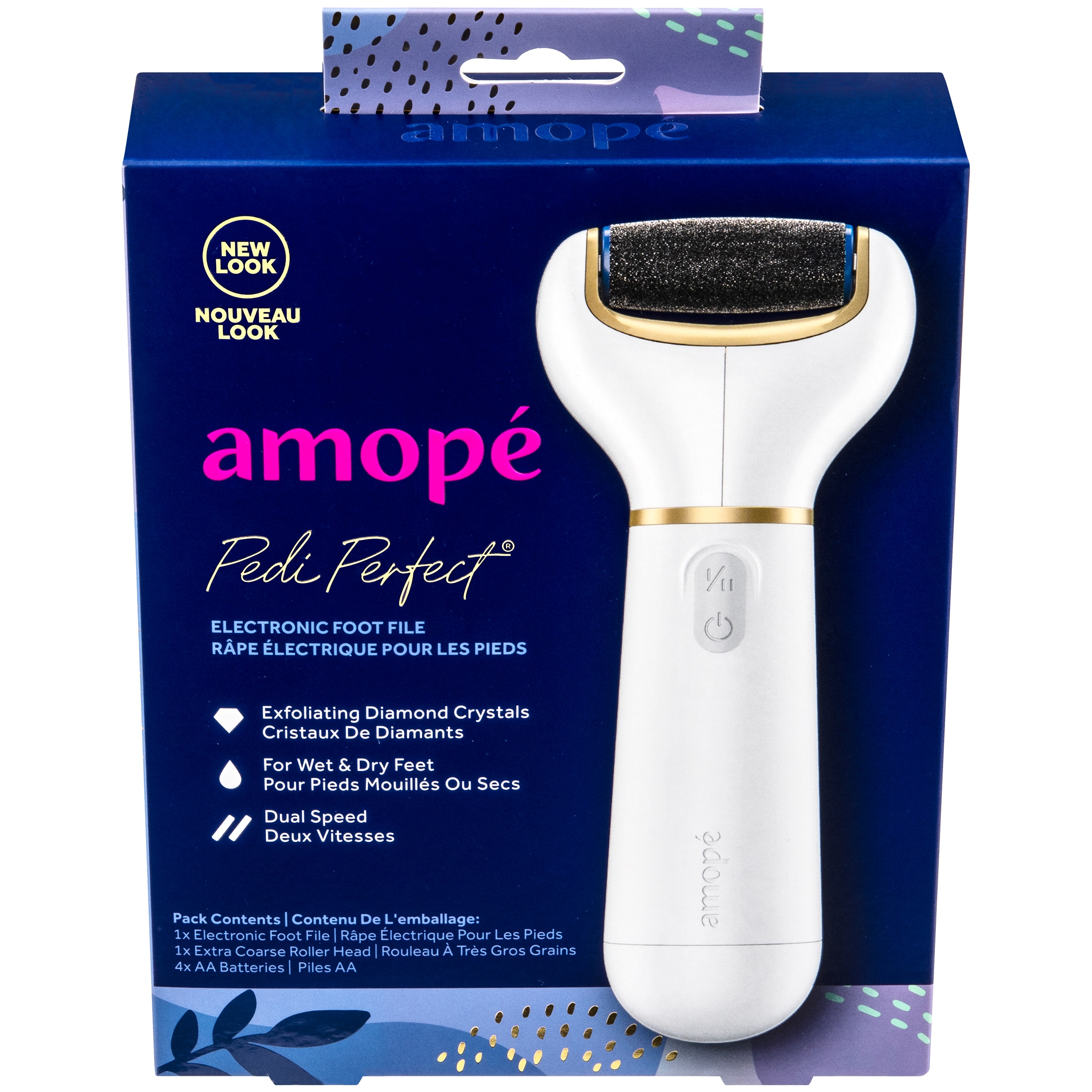 Amope Pedi Perfect ELECTRONIC FOOT FILE with EXTRA COARSE ROLLER HEAD  Battery