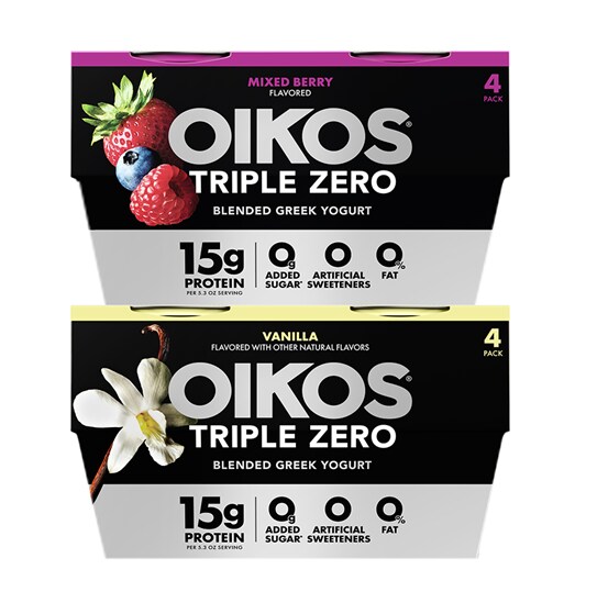 Oikos Triple Zero Mixed Berry Greek Yogurt Pack High Protein