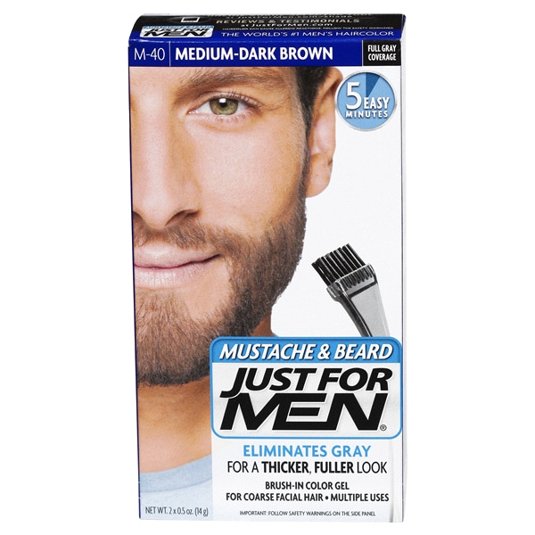 Just For Men Mustache & Beard Brush-In Color Gel M-40 Medium-Dark ... Just For Men Mustache & Beard Brush-In Color Gel M-40 Medium-Dark ...