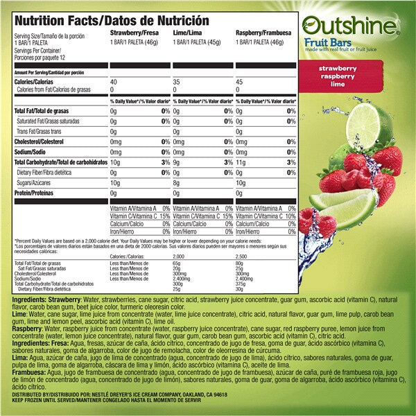 Outshine Fruit Bars Nutrition Facts – Besto Blog