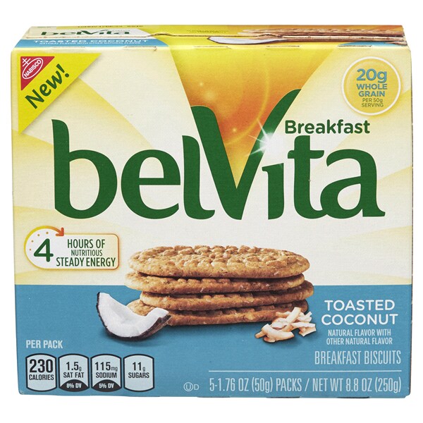belvita toasted coconut breakfast biscuits 5 4 ct packs meijer com belvita toasted coconut breakfast biscuits 5 4 ct packs