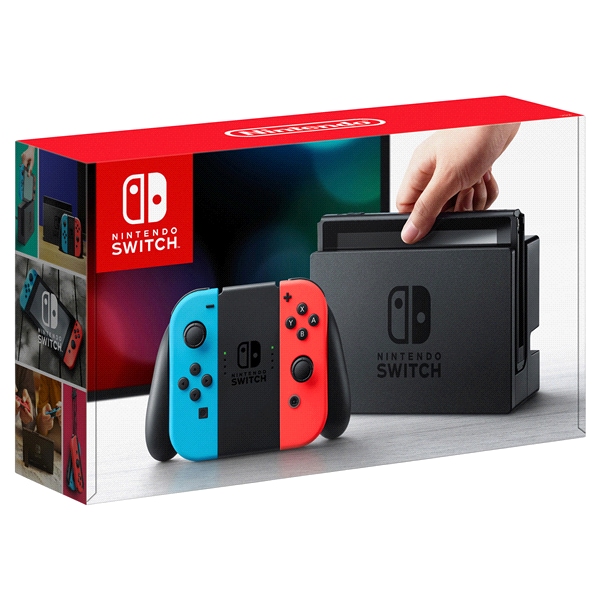 Nintendo Switch with Neon Blue and Neon Red Joy-Con