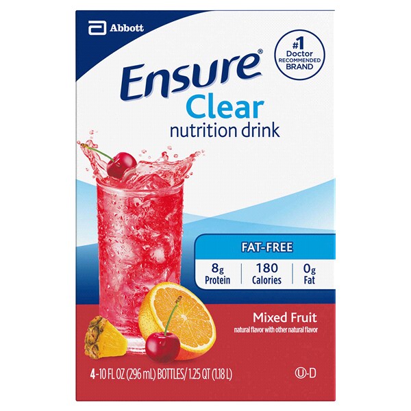 ensurea clear nutrition drink mixed fruit 10 fl oz pack of 4 ensurea clear nutrition drink mixed fruit 10 fl oz pack of 4