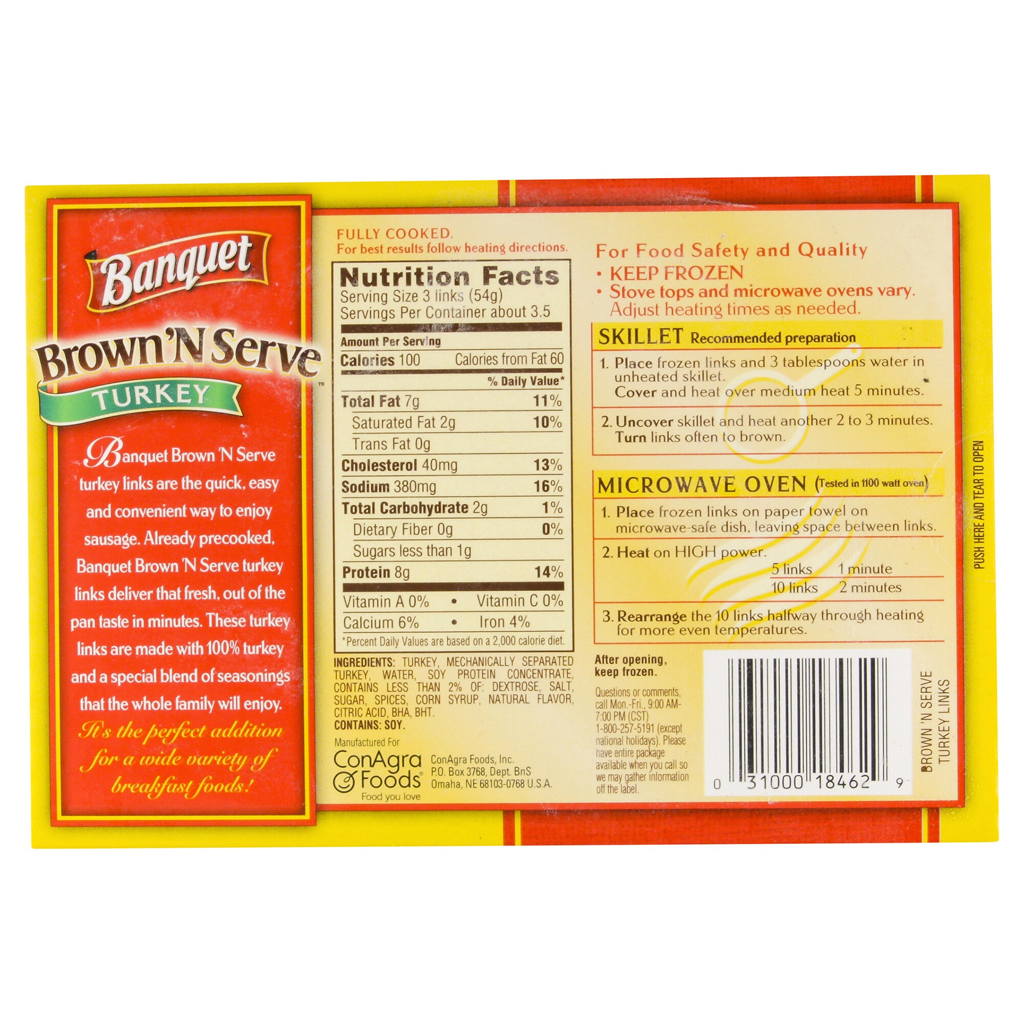 Banquet Turkey Sausage Links Nutrition Facts
