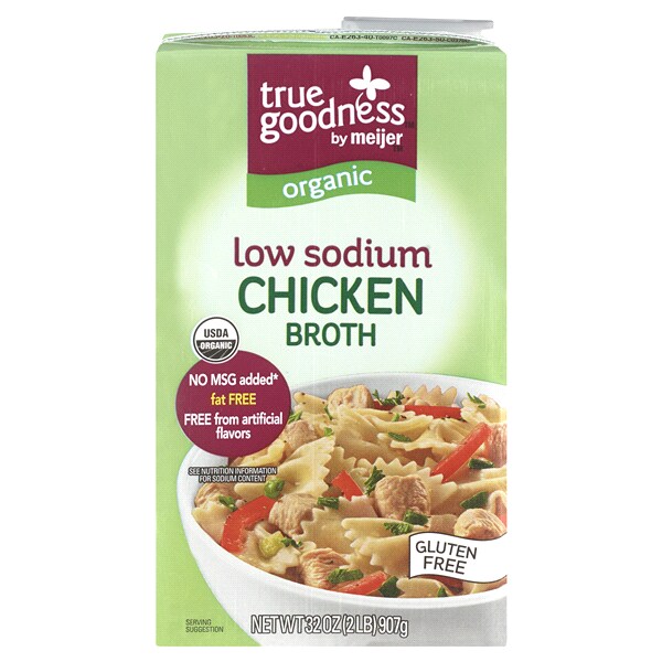 True Goodness Organic Low Sodium Chicken Broth 32 oz | Meijer.com True Goodness Organic Low Sodium Chicken Broth 32 oz | Meijer.com
