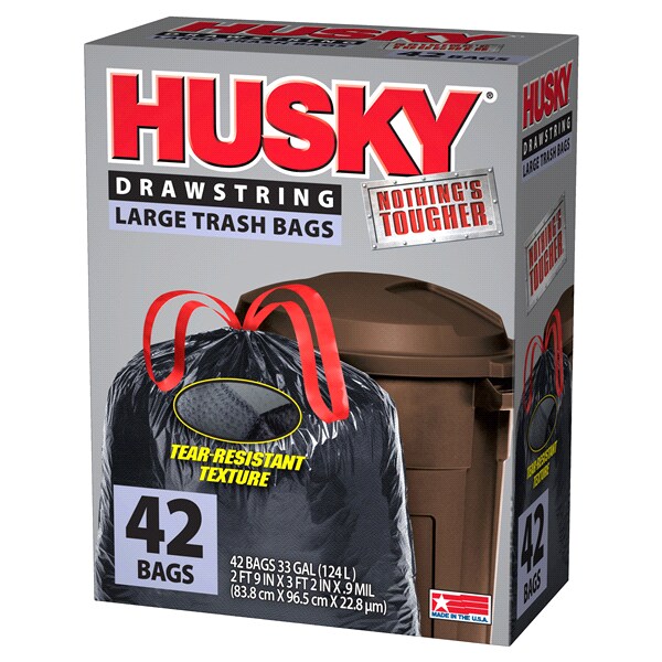 Husky 33 Gallon Large Drawstring Trash Bag 42 Ct Meijer Husky 33 Gallon Large Drawstring Trash Bag 42 Ct