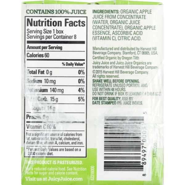 juicy juice apple juice nutritional label